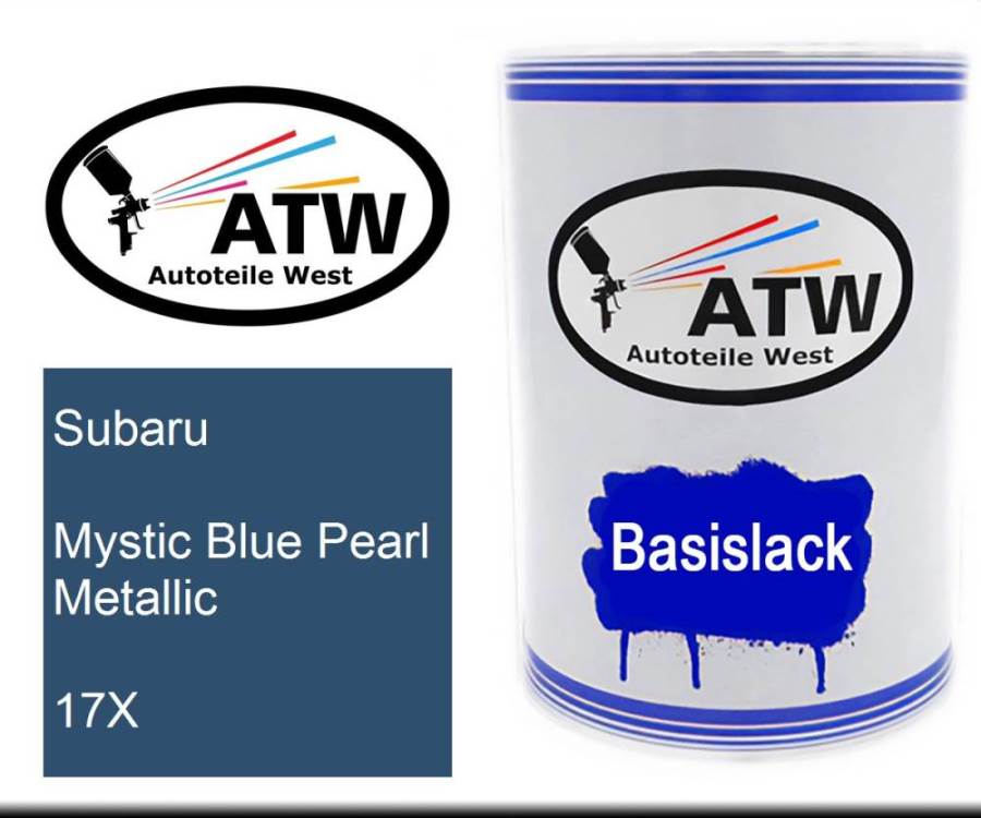 Subaru, Mystic Blue Pearl Metallic, 17X: 500ml Lackdose, von ATW Autoteile West.